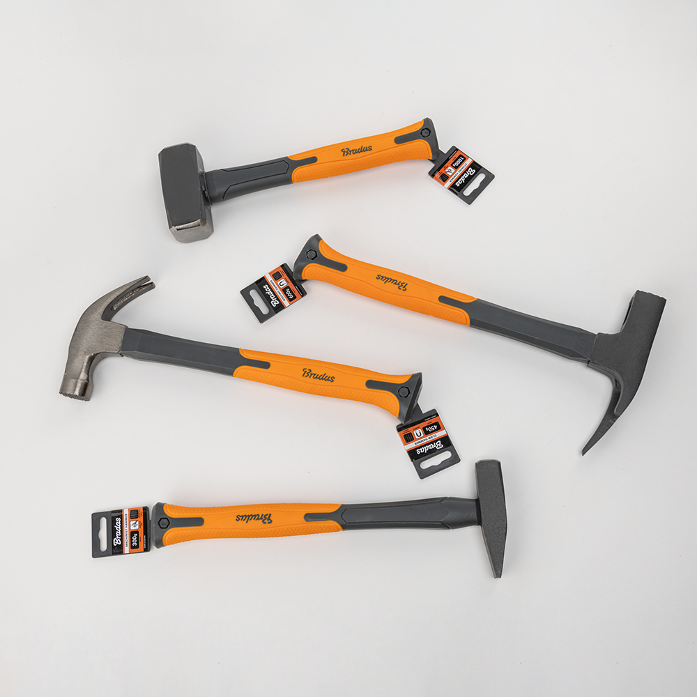 Leichter Bradas Gummihammer 220g mit Fiberglasstiel, ideal für präzise Arbeiten.