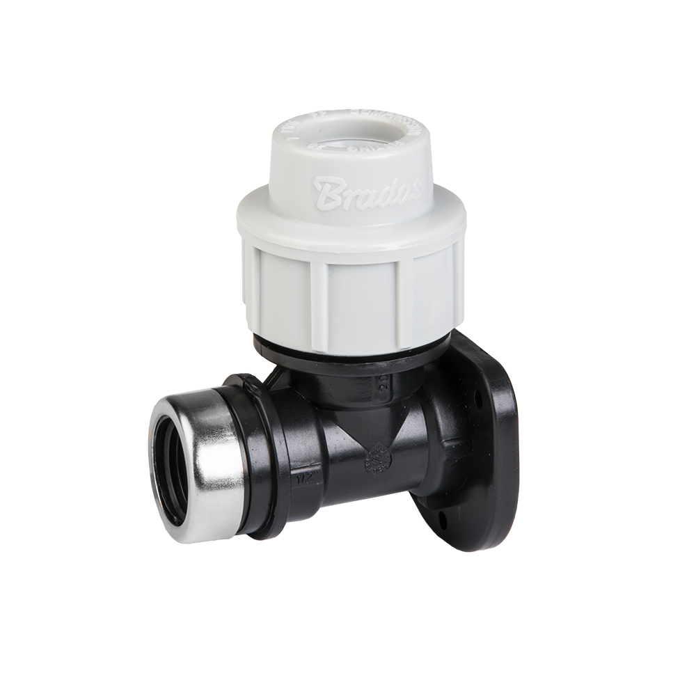 Bradas PE-Schlauch Wandplatte 20 mm x 1/2 Zoll Innengewinde – PN16 Kunststofffitting für Wasserversorgung und Bewässerung
