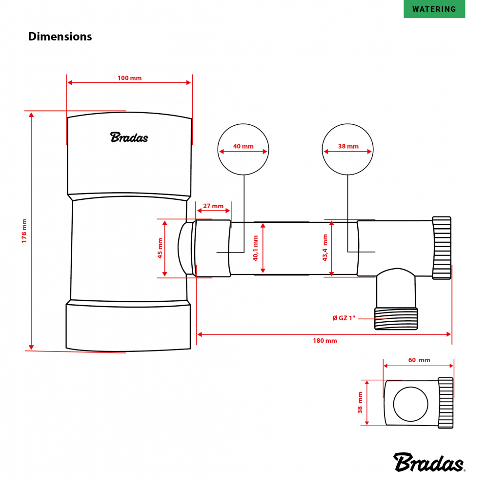 Bradas Regentonnenautomat – Regentonnenfüller mit Auslaufhahn – GZ1" Grau 