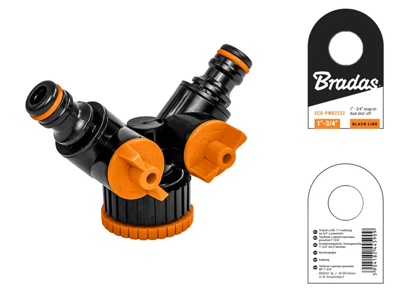 Bradas BLACK LINE T-Stück mit zwei Ventilen | Installatie-shop.de