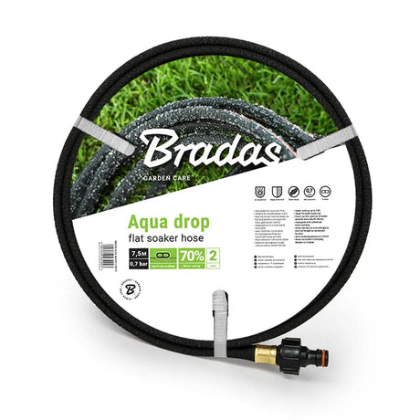 Bradas Aqua-Drop Flat flacher PE-Schlauch 7,5 Meter – für präzise Gartenbewässerung