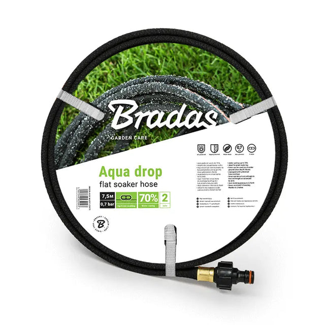 Bradas Aqua-Drop Flat flacher PE-Schlauch 7,5 Meter – für präzise Gartenbewässerung
