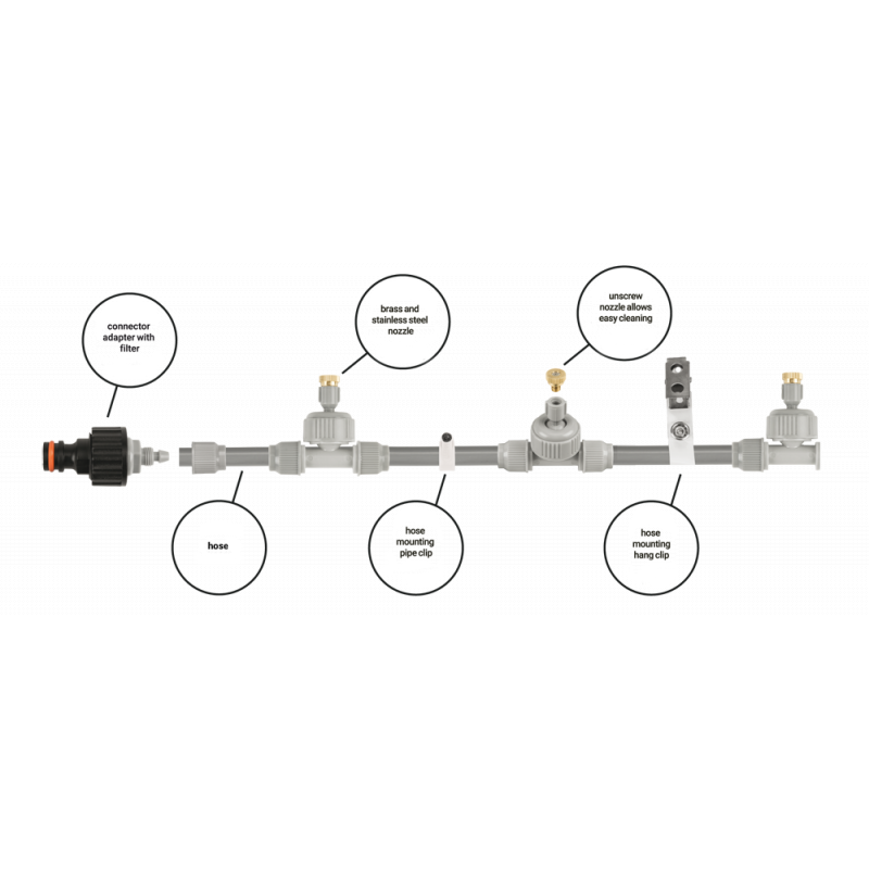 Terrassenkühlung mit kurzer Nebelleitung