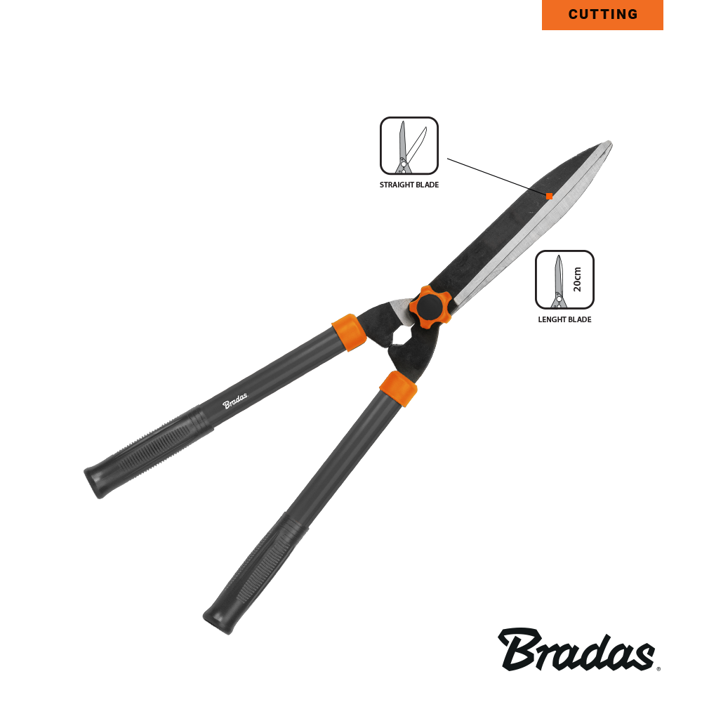Antirutsch-Griffe der Bradas Heckenschere für komfortables Schneiden