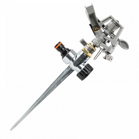 Bradas Black Line Sektorenregner auf Metallspieß – einstellbarer Gartenregner für die Bewässerung von bis zu 265 m²