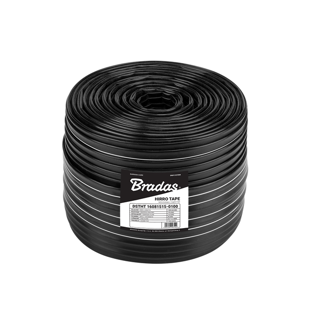 Bradas Hirro Tropfband 100 Meter – 16 mm, 1,5 l/h, 20 cm Abstand – zur Bewässerung von Reihenpflanzen
