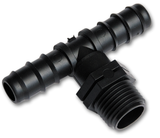 Bradas T-Stück 1/2" Außengewinde mit zwei 16 mm Schlauchtüllen für Bewässerungsanschlüsse