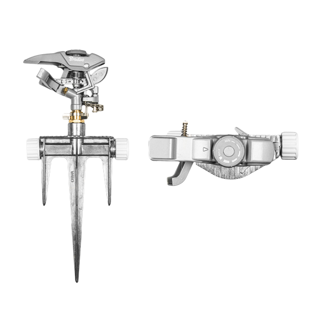 Bradas TRITON Impulsregner mit Metallgehäuse und Dreipunktbefestigung für die Bewässerung von 555 m²