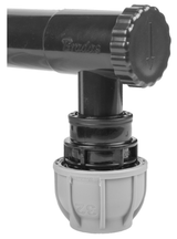 Close-up van de antracietkleurige regentonautomaat met 1" schroefdraad