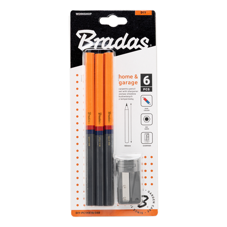 Bouwpotloden rood en blauw met slijper