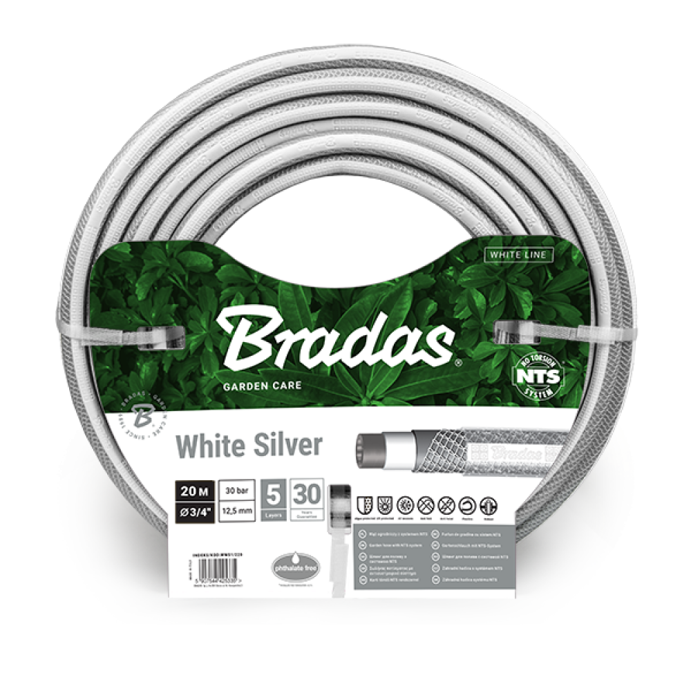 Bradas tuinslang NTS White Silver 3/4 inch 20 meter