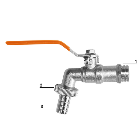 Bradas kogelkraan met slangadapter 3/4 naar 1 inch