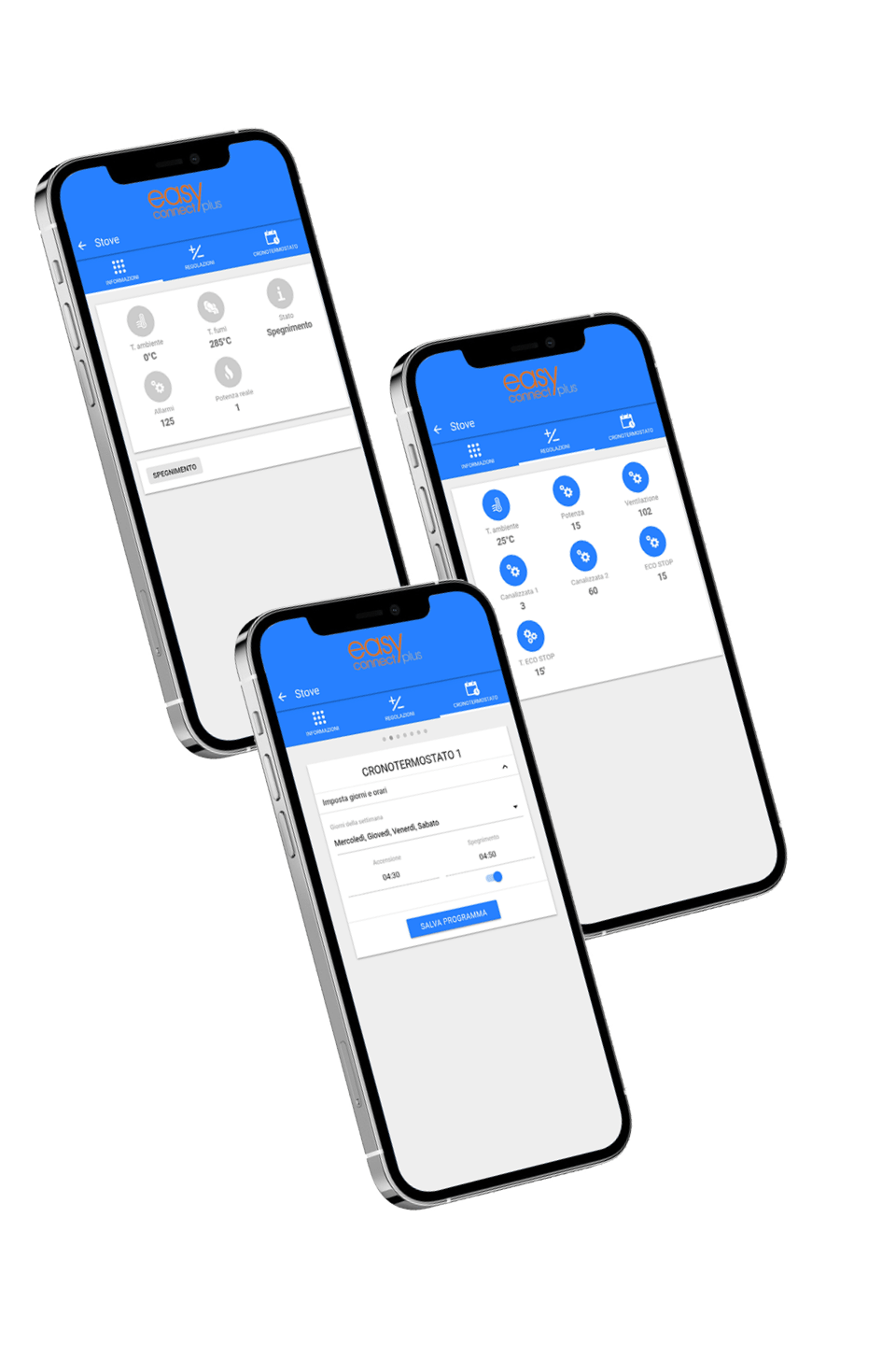 Moderner Cadel Luce Plus Pelletofen mit zwei Lüftern und WLAN-Steuerung für eine effiziente Wärmeverteilung.