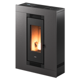 Cadel Luce Plus 8,5 kW schwarzer Pelletofen mit Slim-Gehäuse und flexiblen Luftkanaloptionen, geeignet für Räume bis 92 m².