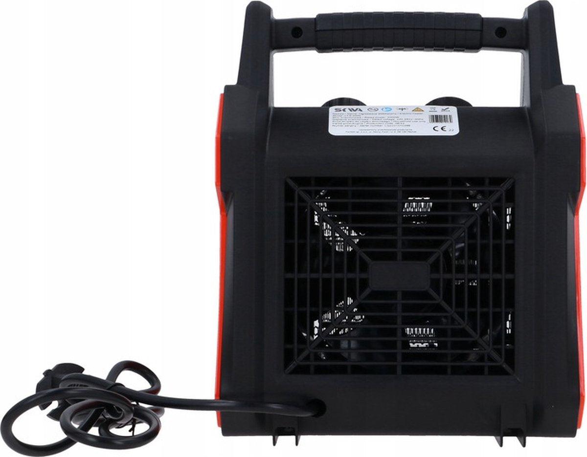 Leicht zu transportierender Skiva Elektroheizer mit Tragegriff und modernem Design – ideal für Garage und Werkstatt.