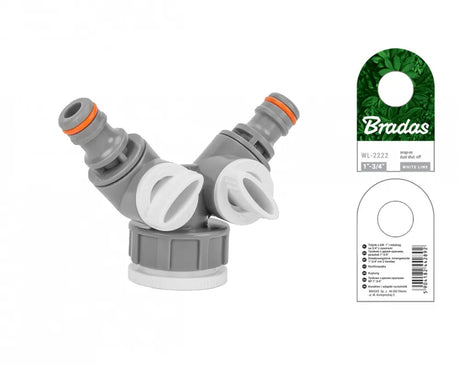 Detailansicht des Bradas WHITE LINE T-Stücks mit 25 mm (1") und 19 mm (3/4") Innengewinde-Anschlüssen.