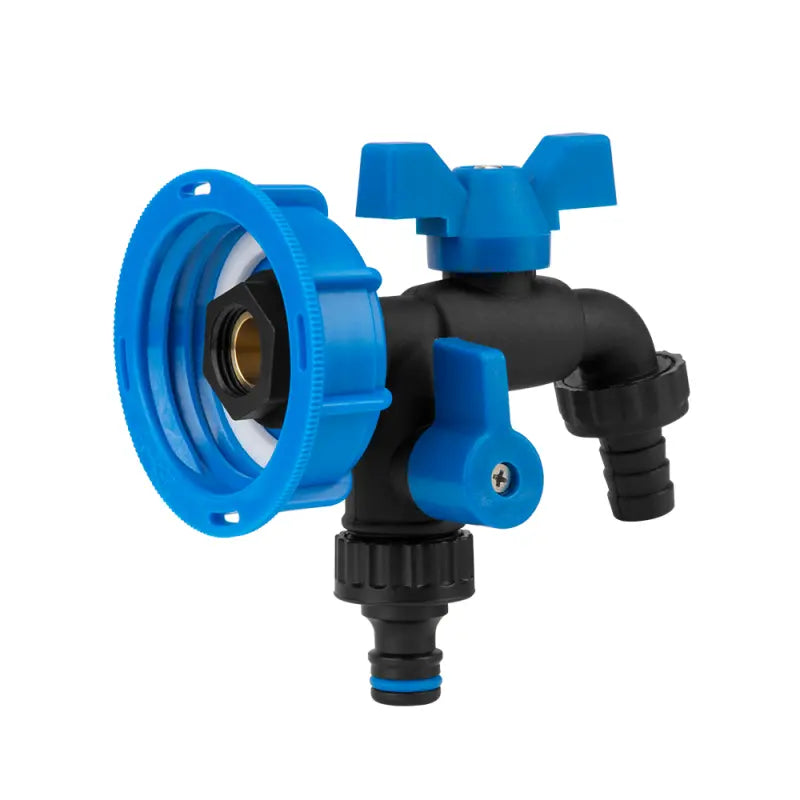 Bradas Set IBC S60x6 Hahn schwarz 2x 19 mm (3/4") Nylon / Messing Außengewinde für 5/8" PE-Schlauch + Nippel Bradas