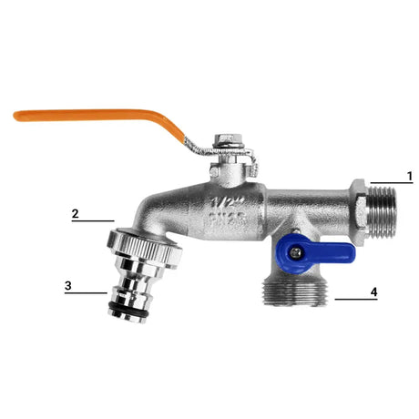 Bradas Kugelhahn 1/2" mit 2 x 3/4" Ausgang | Effizienter Wasserregler | Installatie-shop.de