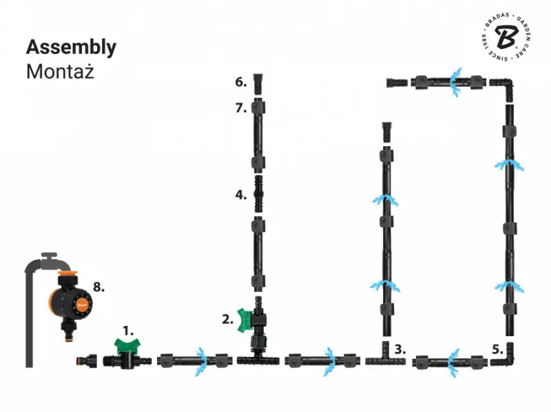 Komplettes 16mm-Tropfschlauch-Set ohne Zeitschaltuhr für Gartenbewässerung