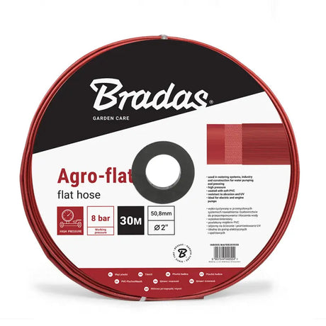 Bradas Flachschlauch AGRO-FLAT W.P.7 / B.P.21 Bar 3" / 50m ROT