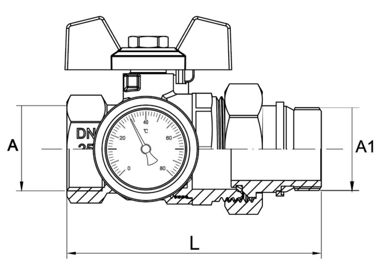 Vernikkelde messing kogelkraan DN25 rood