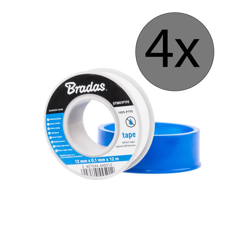 Bradas PTFE Teflonband: 12 mm x 0,1 mm x 12 m – 4 Stück Installatie-shop.nl