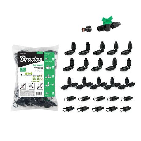 Bradas Set QJ mit Zubehör für Tropfschlauch 16 mm – 27-teilig Bradas