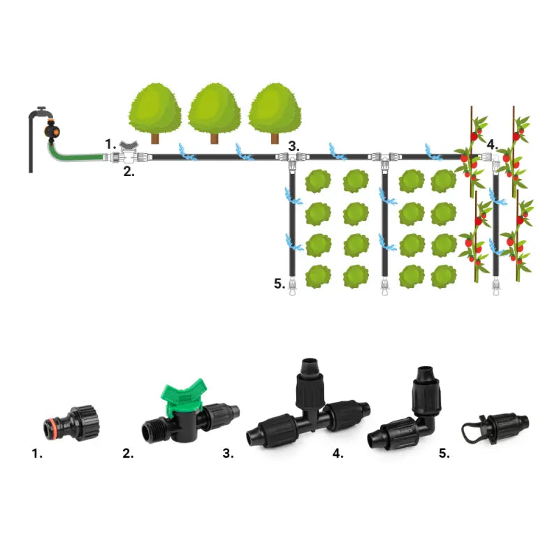 Bradas Set QJ mit Zubehör für Tropfschlauch 16 mm – 27-teilig Bradas