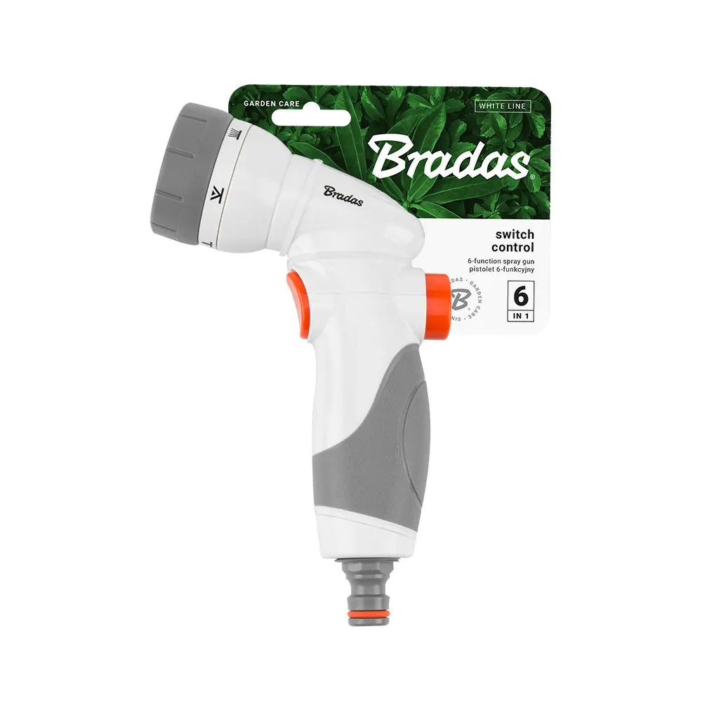 Detailansicht der Bradas WHITE LINE Spritzpistole mit patentierter SMOOTH CONTROL-Technologie.