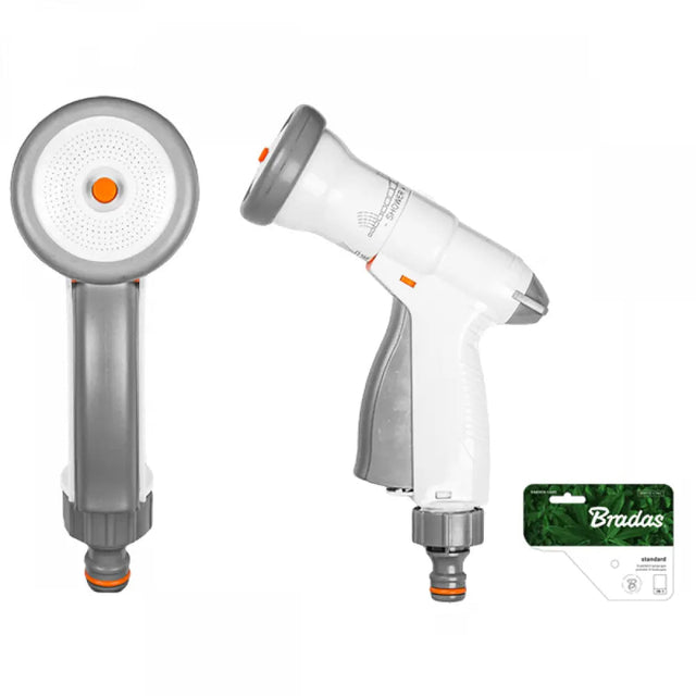 Bradas WHITE LINE Spritzpistolen-Set mit 4 Sprühaufsätzen, gefertigt aus hochwertigem ABS-Kunststoff.