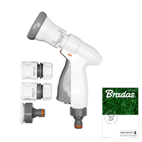 Bradas WHITE LINE Spritzpistolen-Set – 4 Sprühmuster, abnehmbarer Kopf, inklusive Kupplungen Bradas