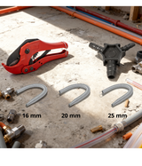 PEX-Montageset mit Schneidwerkzeug, Kalibrierer und Biegefedern