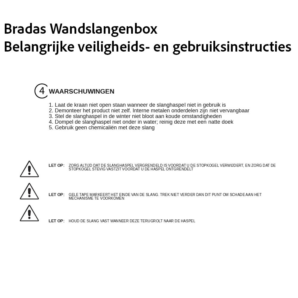 Bradas wandslangenbox instructies