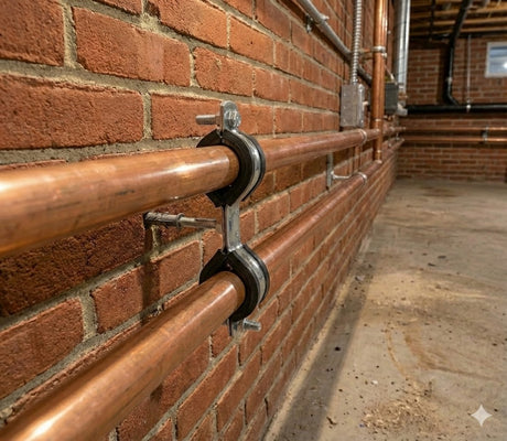 Verzonken dubbele leidingsklem met rubber